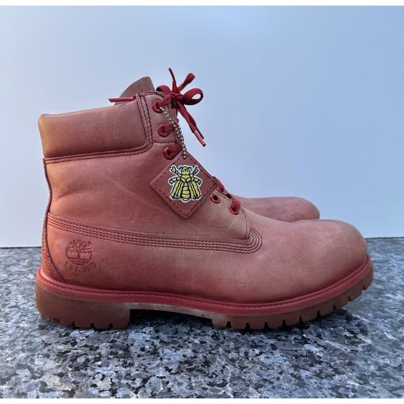 Timberland Beeline x Pharrell Red Leather Boots Men’s Size 13 M - Picture 1 of 15